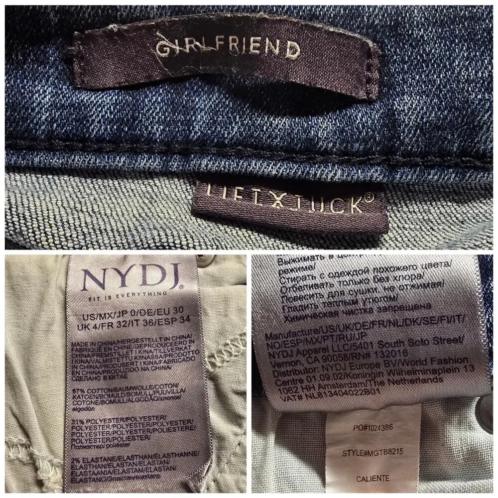 NYDJ Girlfriend Jeans Size 0 Caliente Medium Blue Wash Stretch Denim